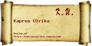 Kapros Ulrika névjegykártya